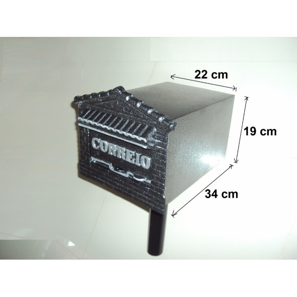 CAIXA CORREIO ALUMINIO/ FERRO PEDESTAL N 02 ABERTURA FRONTAL PRATA